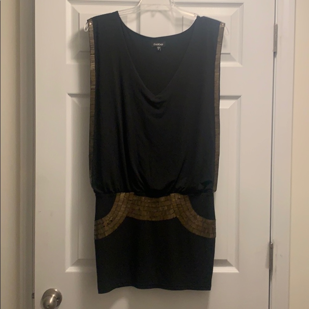 Black embellished bebe mini dress